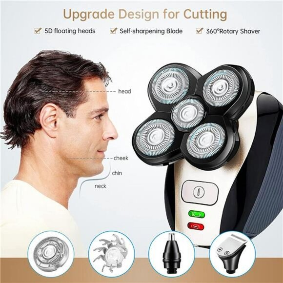Head Shaver for Bald Men 5 in 1 Bald Head Razor Grooming Kit - Picture 4 of 6